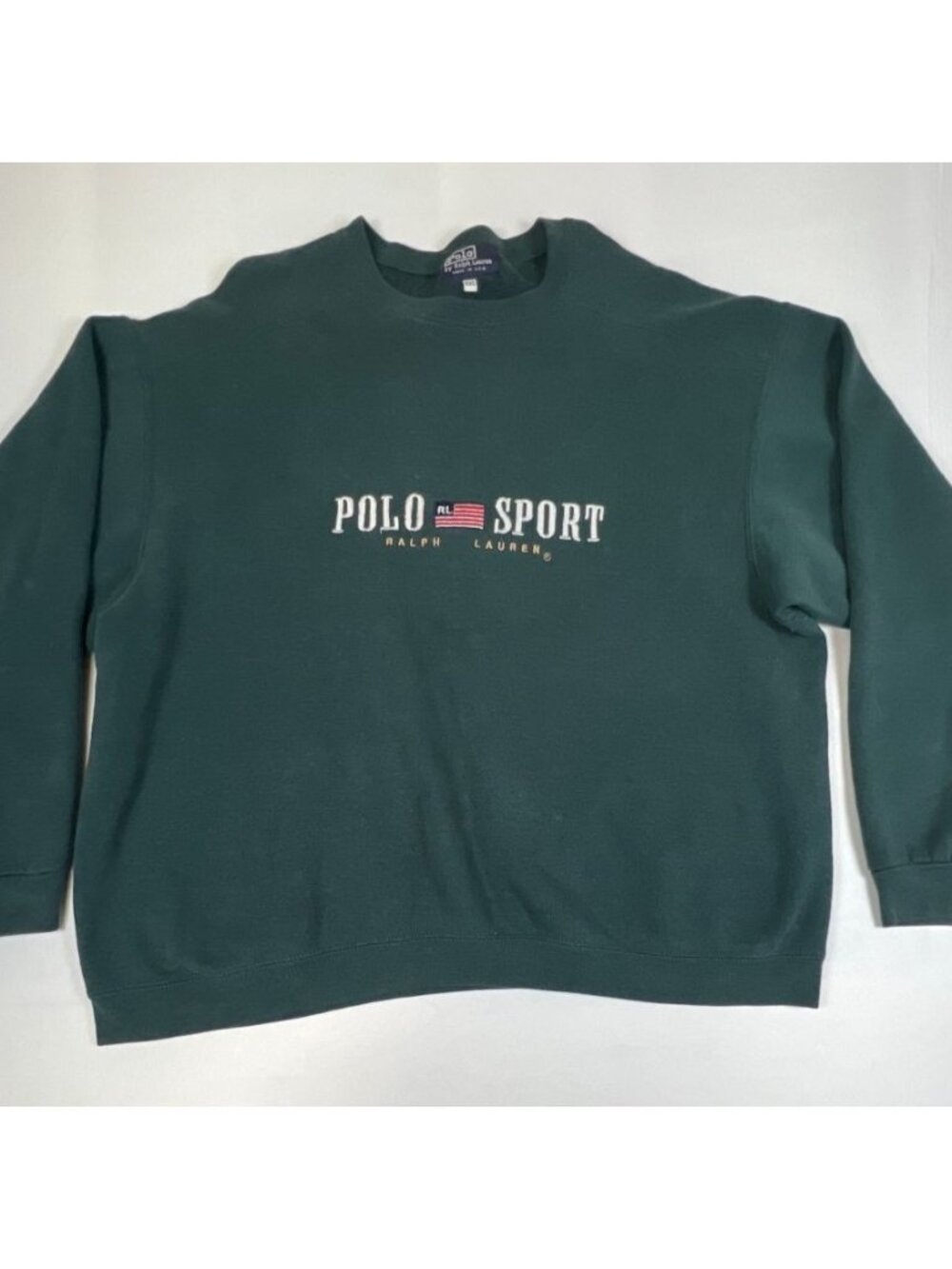 Polo Sport Ralph Lauren Men XXL Sweatshirt Green Spell Out Made in USA Vintage